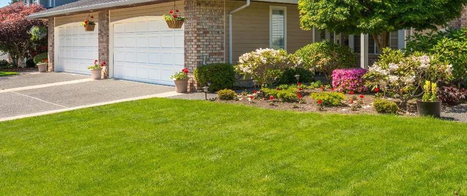 Freshly mowed lawn on a property in New Smyrna Beach, FL.
