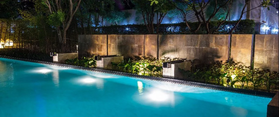 Lighting system illuminating a wall on a property in New Smyrna Beach, FL.
