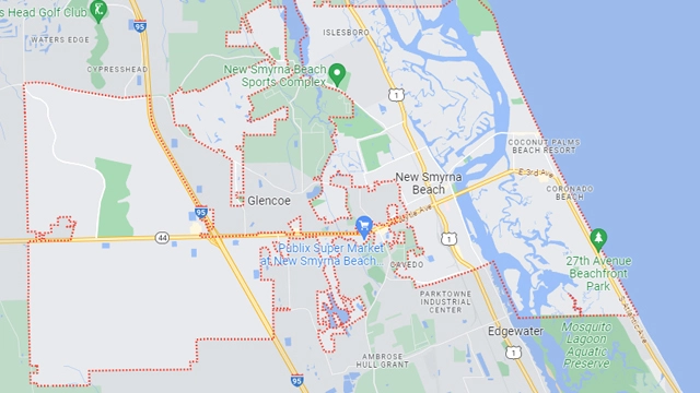 Area map of New Smyrna Beach, FL.