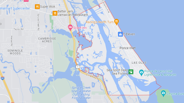 Area map of Ponce Inlet, FL.